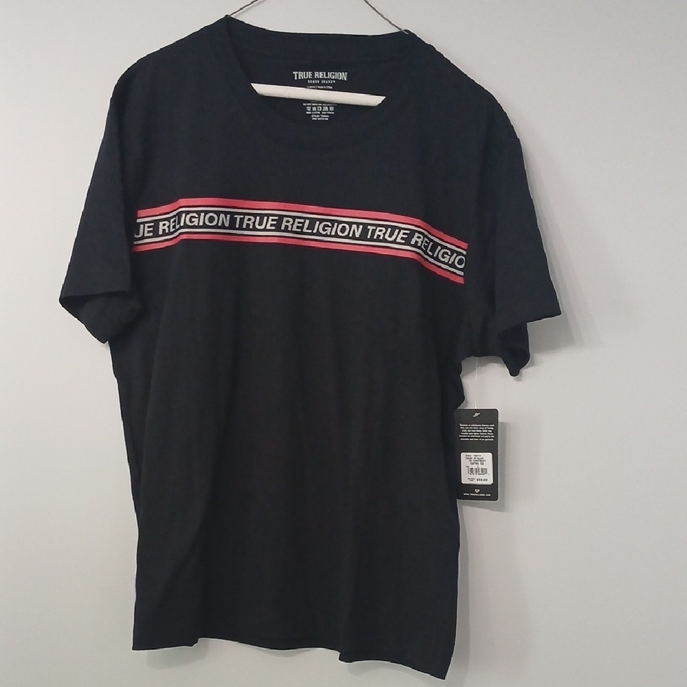 True Religion Black T-Shirt with Red Accents